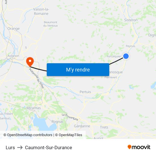 Lurs to Caumont-Sur-Durance map