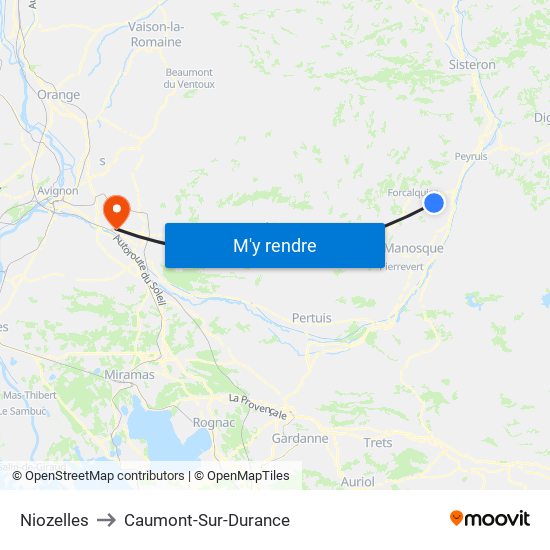 Niozelles to Caumont-Sur-Durance map