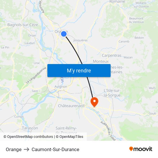 Orange to Caumont-Sur-Durance map