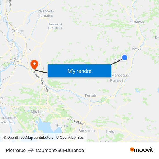 Pierrerue to Caumont-Sur-Durance map
