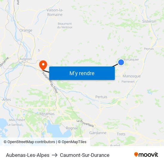 Aubenas-Les-Alpes to Caumont-Sur-Durance map