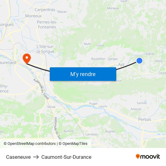 Caseneuve to Caumont-Sur-Durance map