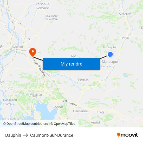 Dauphin to Caumont-Sur-Durance map