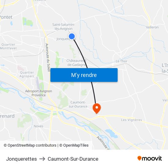Jonquerettes to Caumont-Sur-Durance map