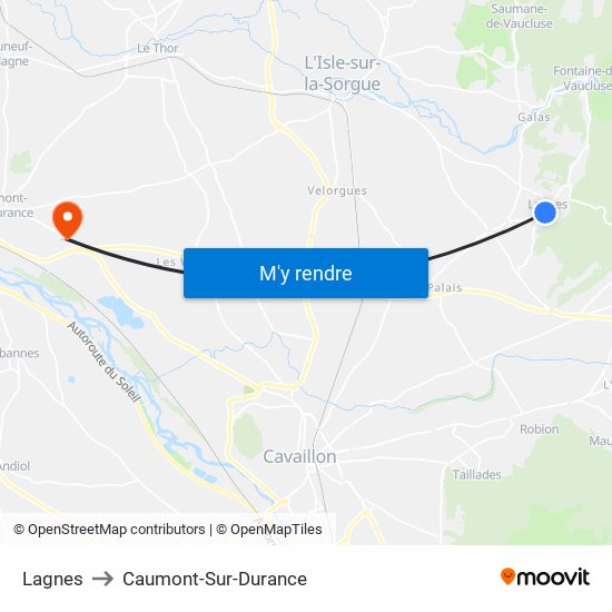 Lagnes to Caumont-Sur-Durance map