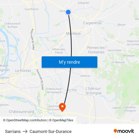 Sarrians to Caumont-Sur-Durance map