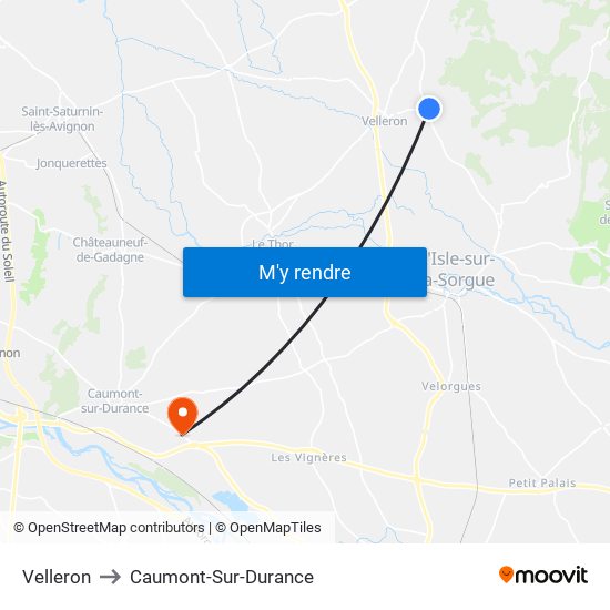 Velleron to Caumont-Sur-Durance map