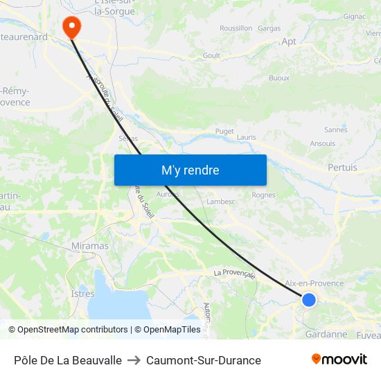 Pôle De La Beauvalle to Caumont-Sur-Durance map