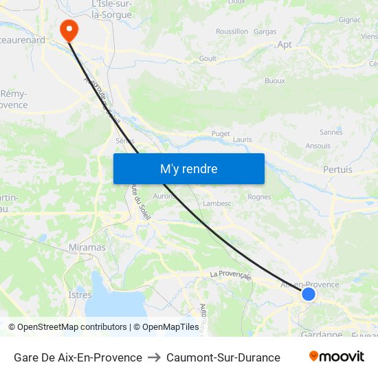 Gare De Aix-En-Provence to Caumont-Sur-Durance map