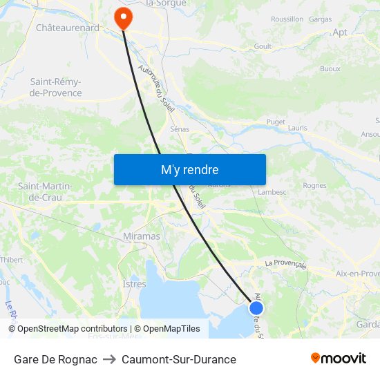 Gare De Rognac to Caumont-Sur-Durance map