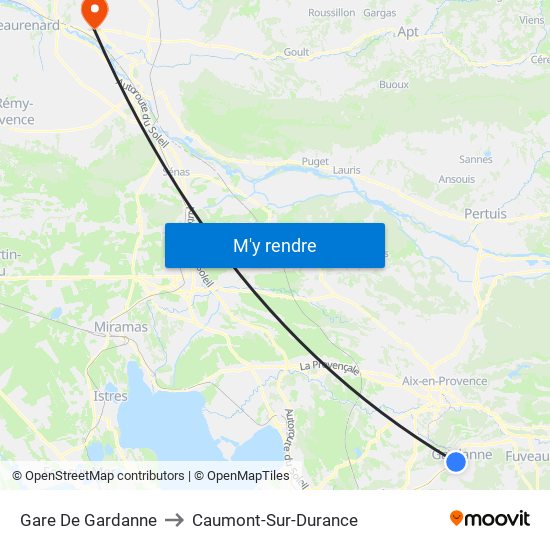 Gare De Gardanne to Caumont-Sur-Durance map