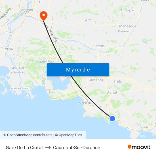 Gare De La Ciotat to Caumont-Sur-Durance map