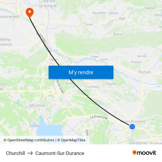 Churchill to Caumont-Sur-Durance map