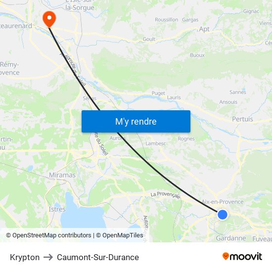 Krypton to Caumont-Sur-Durance map