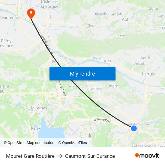 Mouret Gare Routière to Caumont-Sur-Durance map