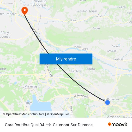 Gare Routière Quai 04 to Caumont-Sur-Durance map