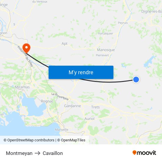 Montmeyan to Cavaillon map