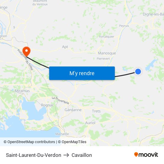 Saint-Laurent-Du-Verdon to Cavaillon map