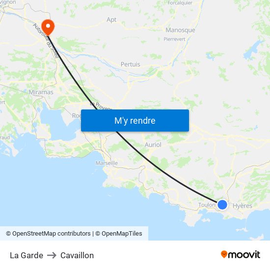 La Garde to Cavaillon map