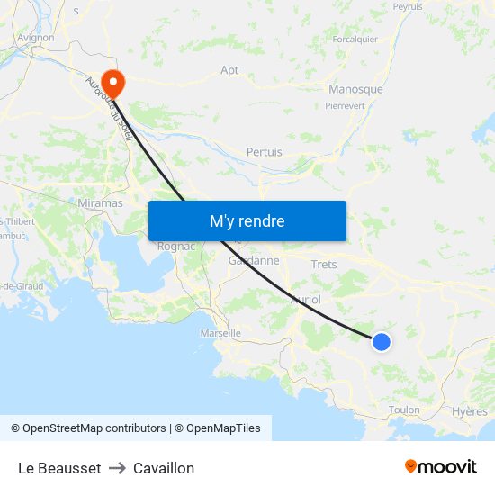 Le Beausset to Cavaillon map