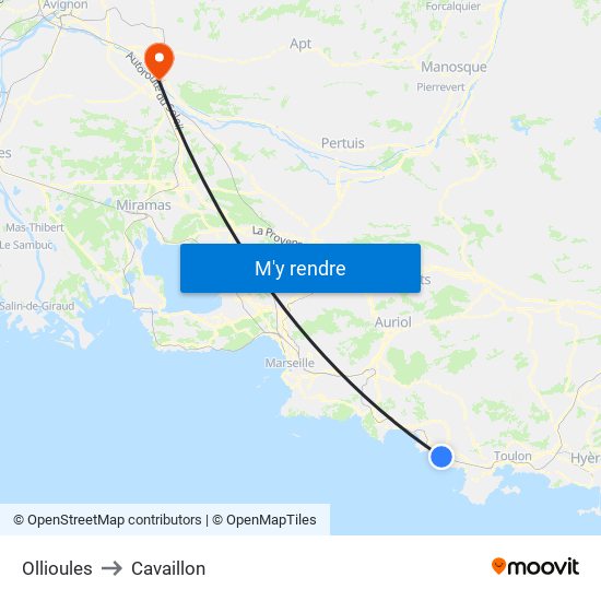 Ollioules to Cavaillon map