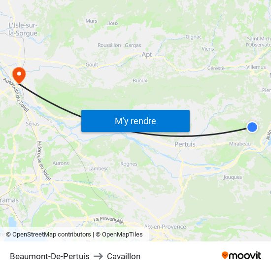 Beaumont-De-Pertuis to Cavaillon map