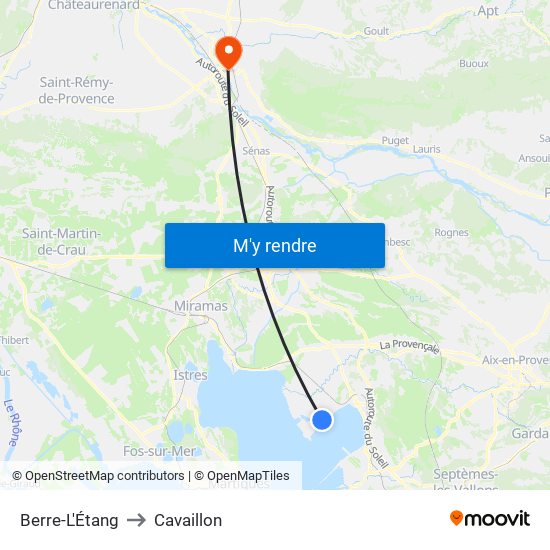 Berre-L'Étang to Cavaillon map