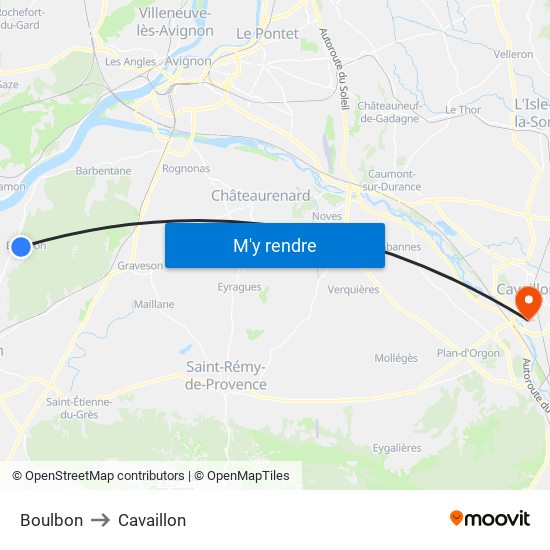 Boulbon to Cavaillon map