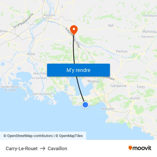 Carry-Le-Rouet to Cavaillon map