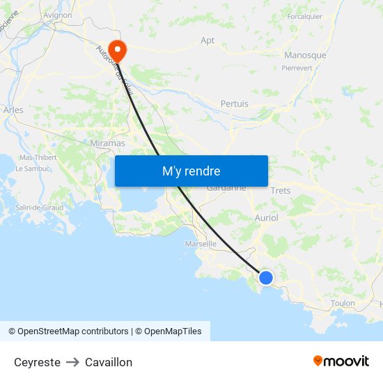 Ceyreste to Cavaillon map
