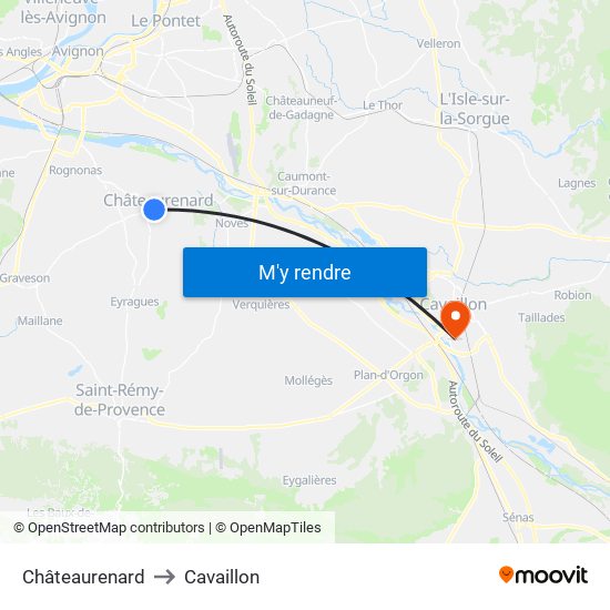 Châteaurenard to Cavaillon map
