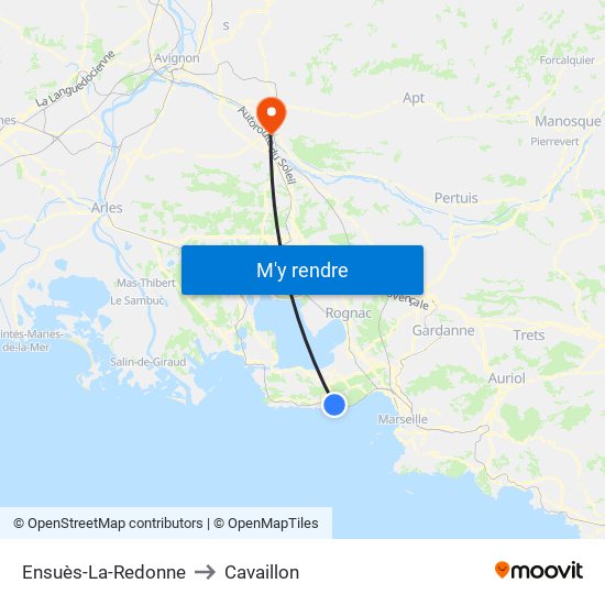 Ensuès-La-Redonne to Cavaillon map