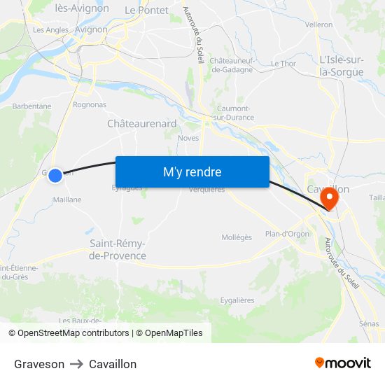 Graveson to Cavaillon map