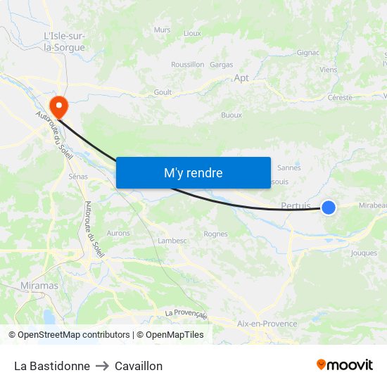 La Bastidonne to Cavaillon map