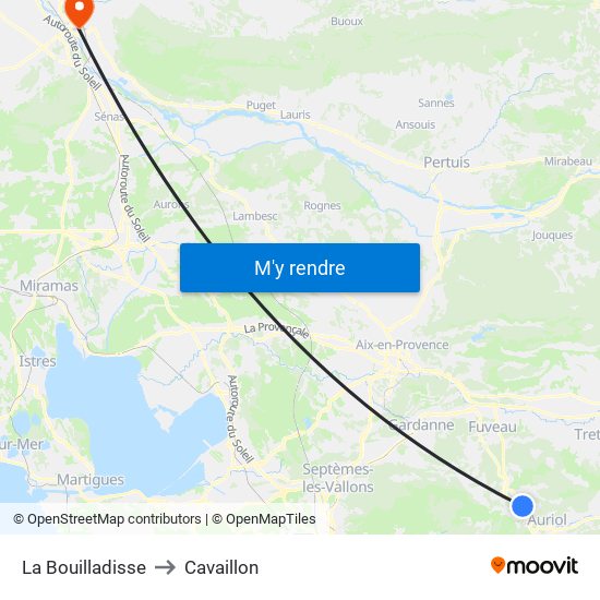 La Bouilladisse to Cavaillon map