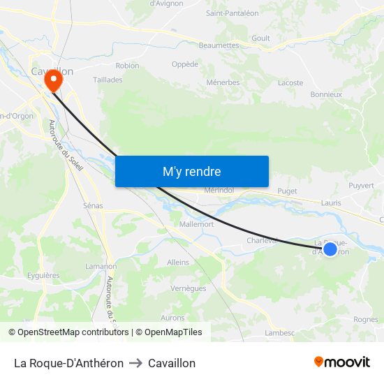 La Roque-D'Anthéron to Cavaillon map