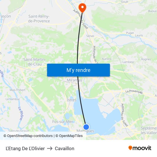 L'Etang De L'Olivier to Cavaillon map