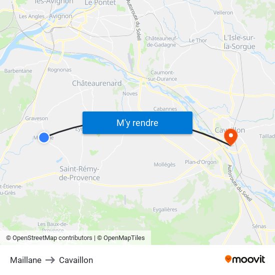 Maillane to Cavaillon map