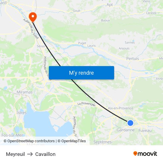 Meyreuil to Cavaillon map