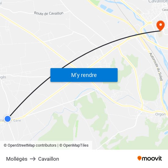 Mollégès to Cavaillon map