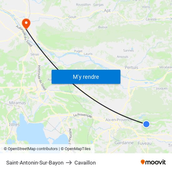 Saint-Antonin-Sur-Bayon to Cavaillon map