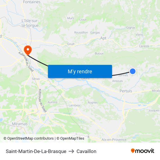 Saint-Martin-De-La-Brasque to Cavaillon map