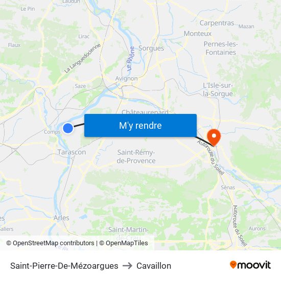 Saint-Pierre-De-Mézoargues to Cavaillon map