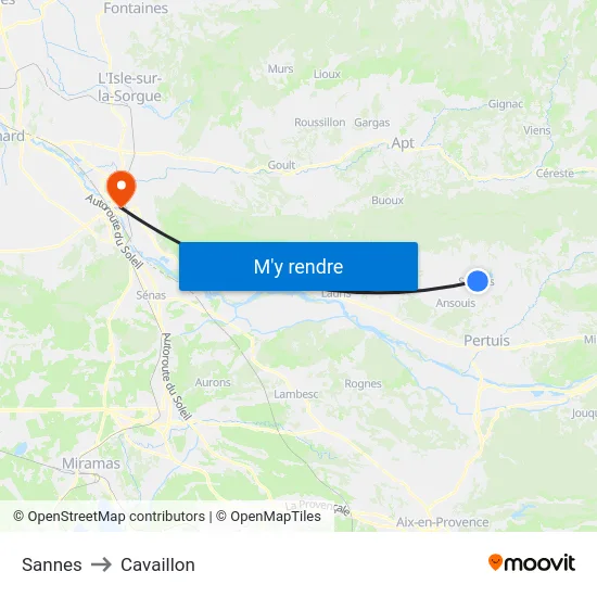Sannes to Cavaillon map