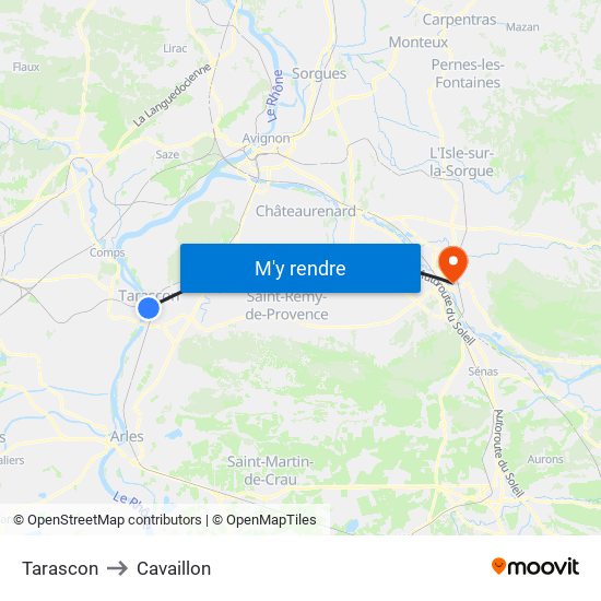 Tarascon to Cavaillon map
