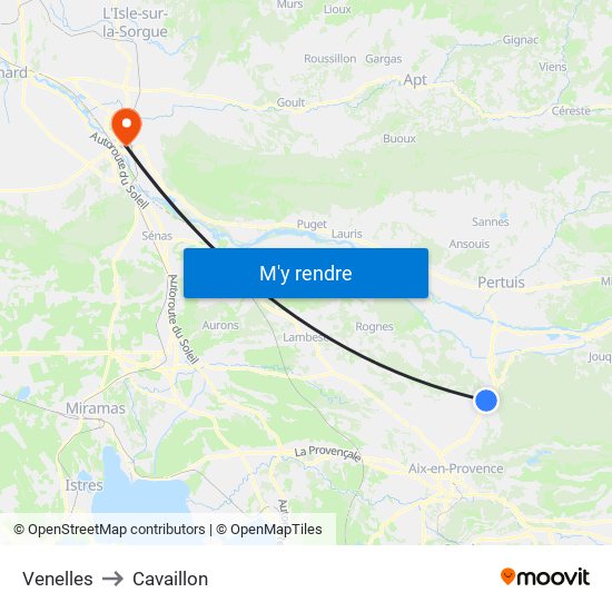 Venelles to Cavaillon map