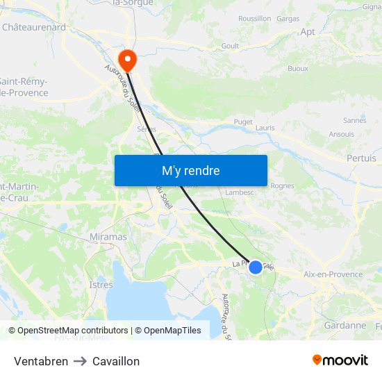 Ventabren to Cavaillon map