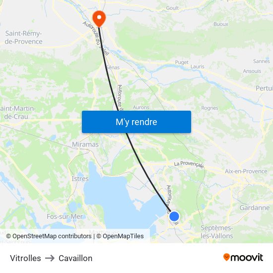 Vitrolles to Cavaillon map