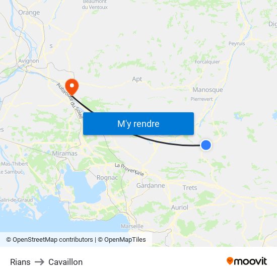 Rians to Cavaillon map