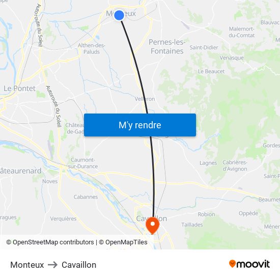 Monteux to Cavaillon map